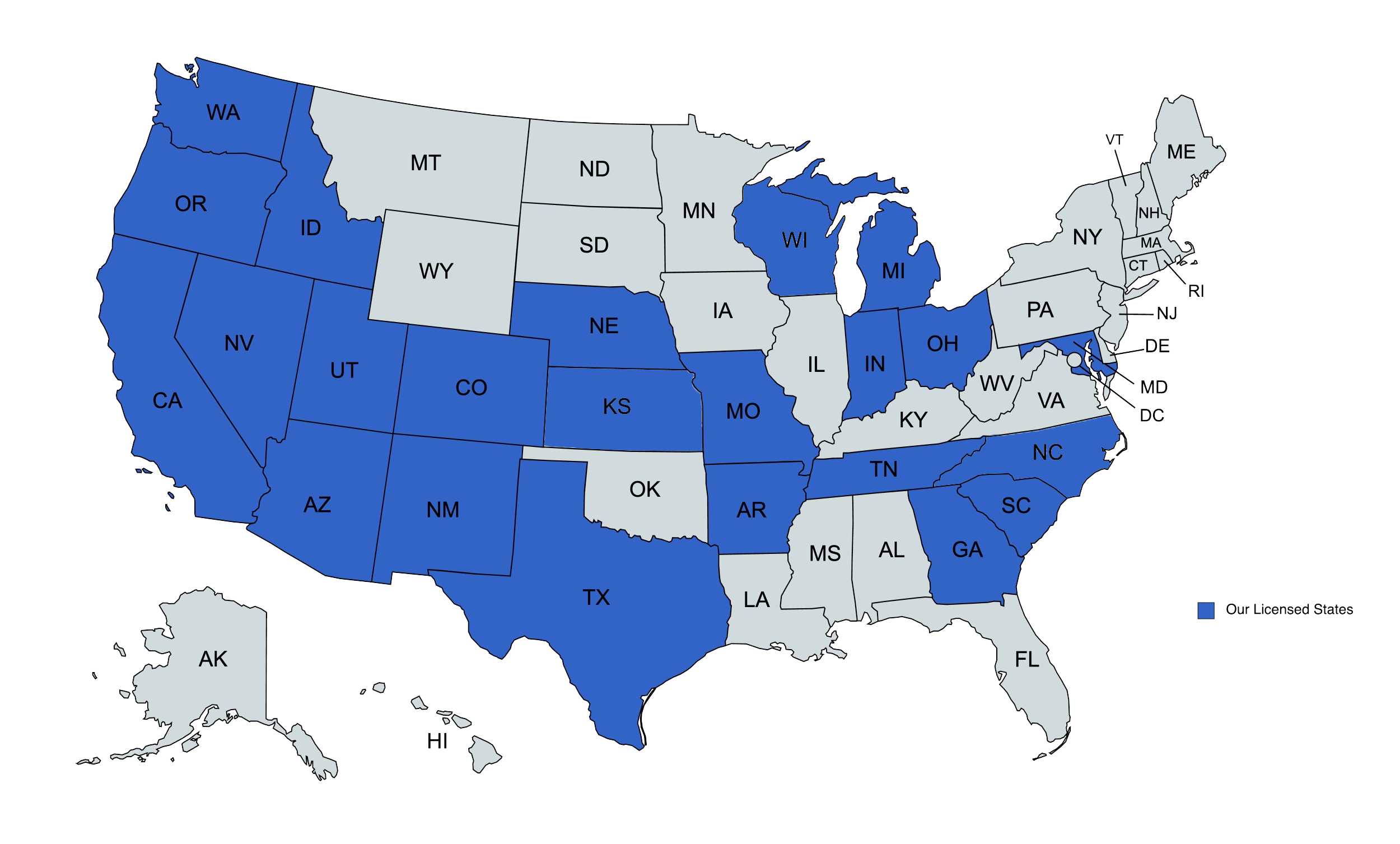 Our Licensed States – Aug ’24